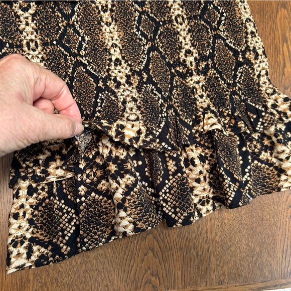 Olivaceous Leopard print Ruffled layers, curve hugging dress, fitted bodice. Sm. - Picture 5 of 5